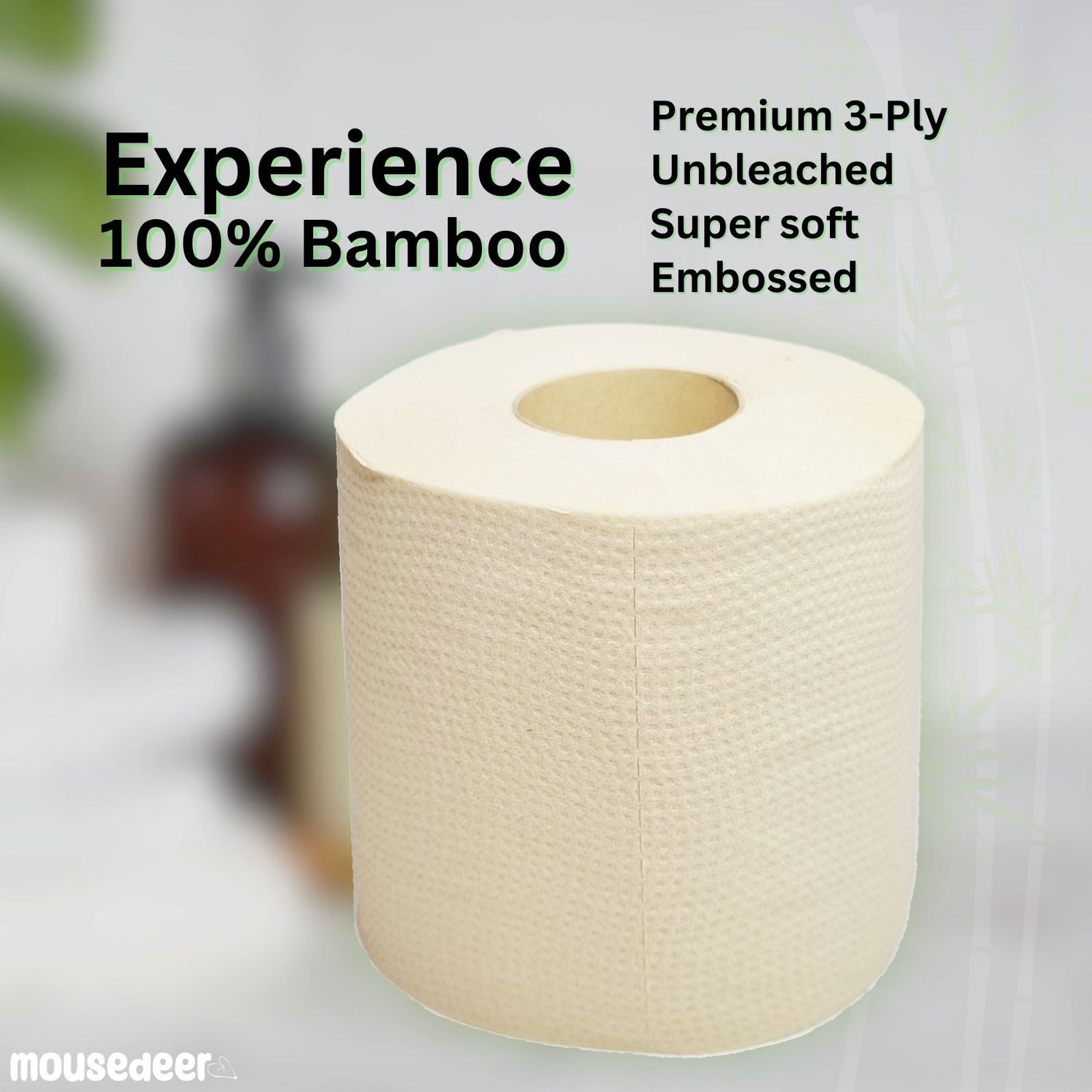 Mousedeer Bamboo Toilet Tissue Paper, 3-Ply, 20 Wrapped Rolls x 200 Sheets, Unbleached Toilet tissue paper Chevrotain