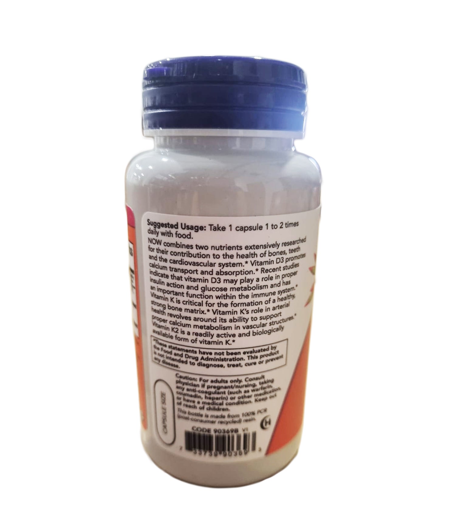 NOW Supplements, Vitamin D-3 & K-2, 1,000 IU/35 mcg, Plus Cardiovascular Support, Supports Bone Health, 120 Veg Capsules