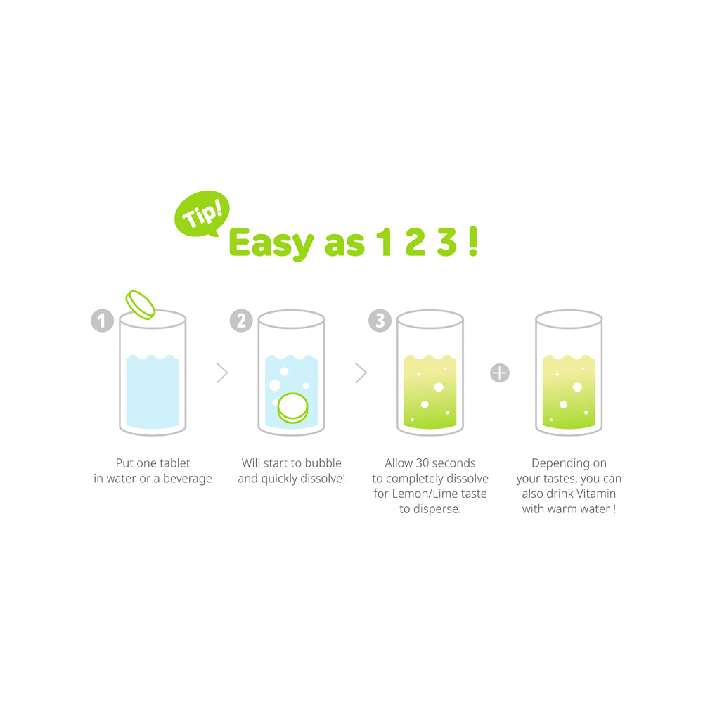 (Buy 2 Free 1) Sunlife Vitamin C-1000 Lemon & Lime Flavored Effervescent 20 Tablets - Bloom Concept
