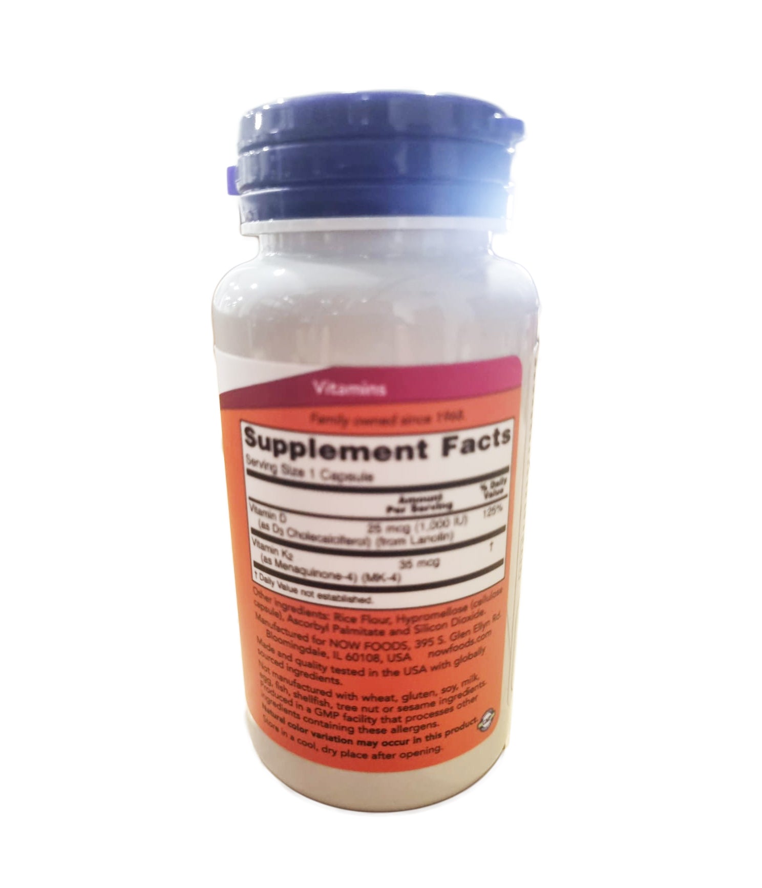 NOW Supplements, Vitamin D-3 & K-2, 1,000 IU/35 mcg, Plus Cardiovascular Support, Supports Bone Health, 120 Veg Capsules
