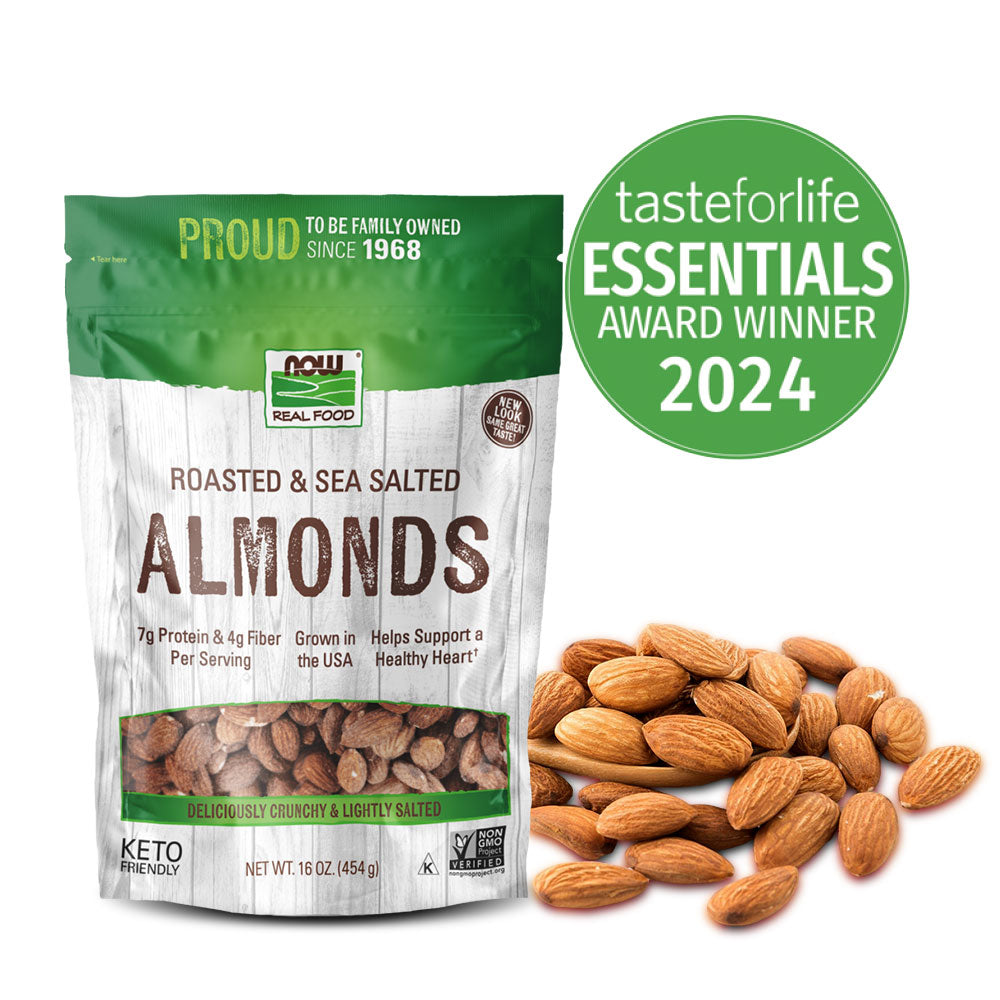 NOW Foods, Almonds, Roasted with Sea Salt, Source of Protein, Fiber and Healthy Fatty Acids, Grown in the USA, Certified Non-GMO, 16-Oz (454g) Natural Foods NOW Foods USA