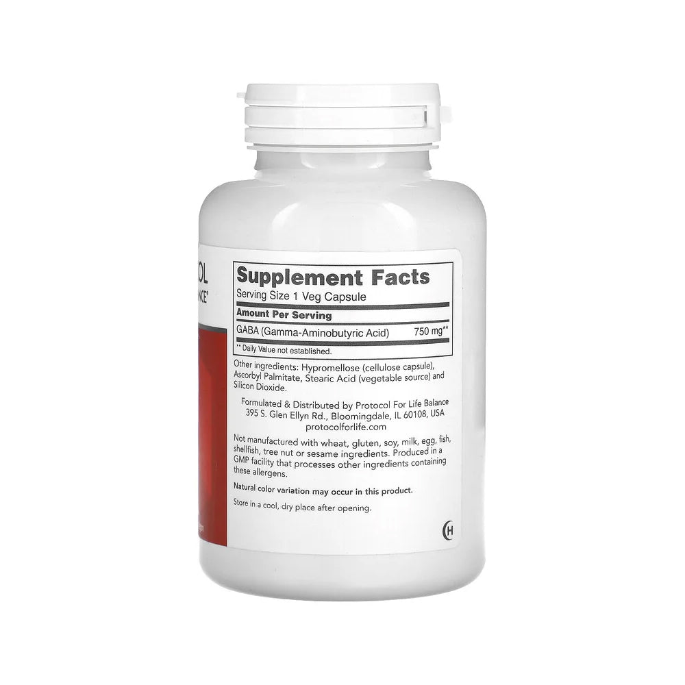 Protocol for Life Balance, GABA, 750 mg, 120 Veg Capsules Vitamins & Supplements Protocol For Life Balance