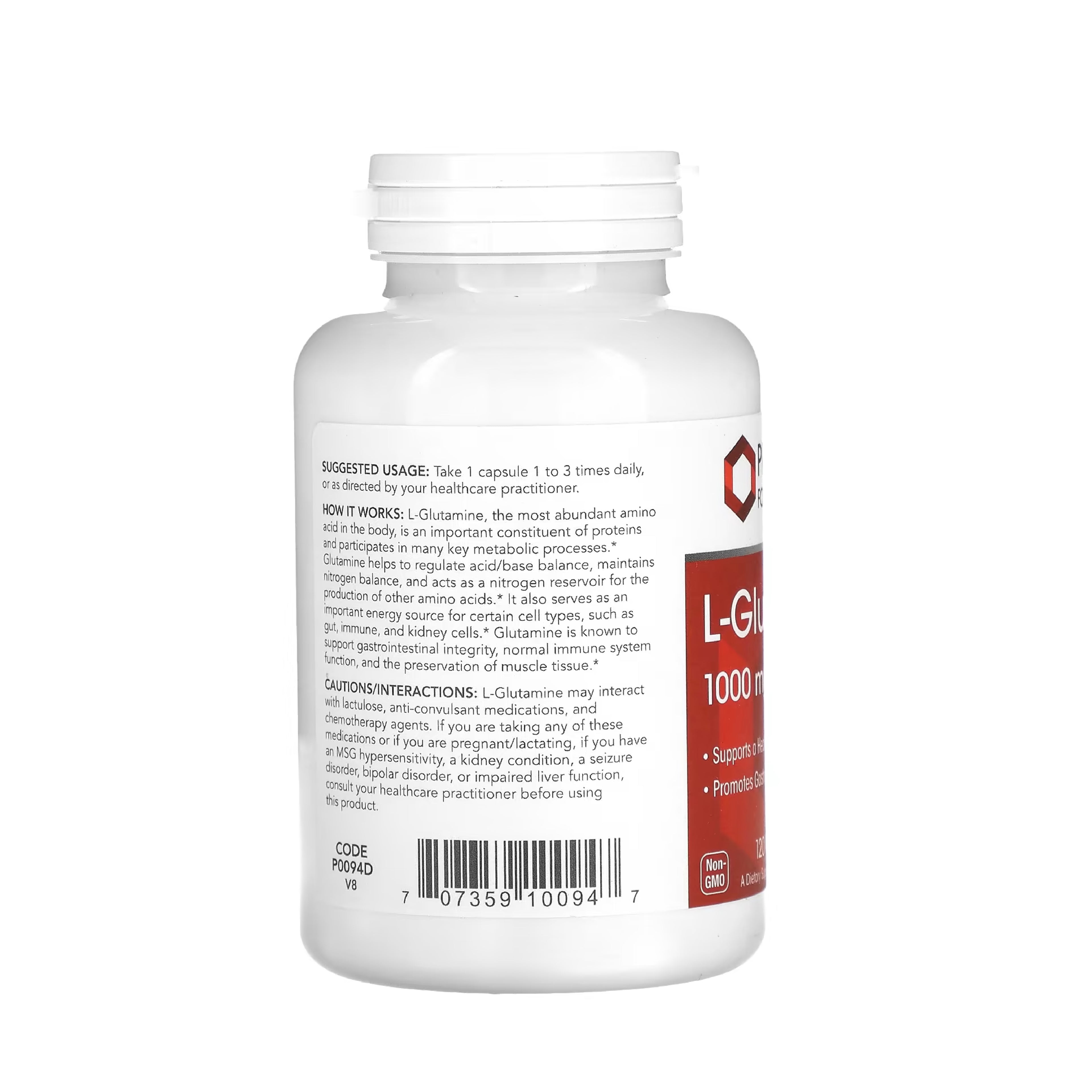 Protocol for Life Balance, L-Glutamine, 1,000 mg, 120 Veg Capsules Protocol For Life Balance