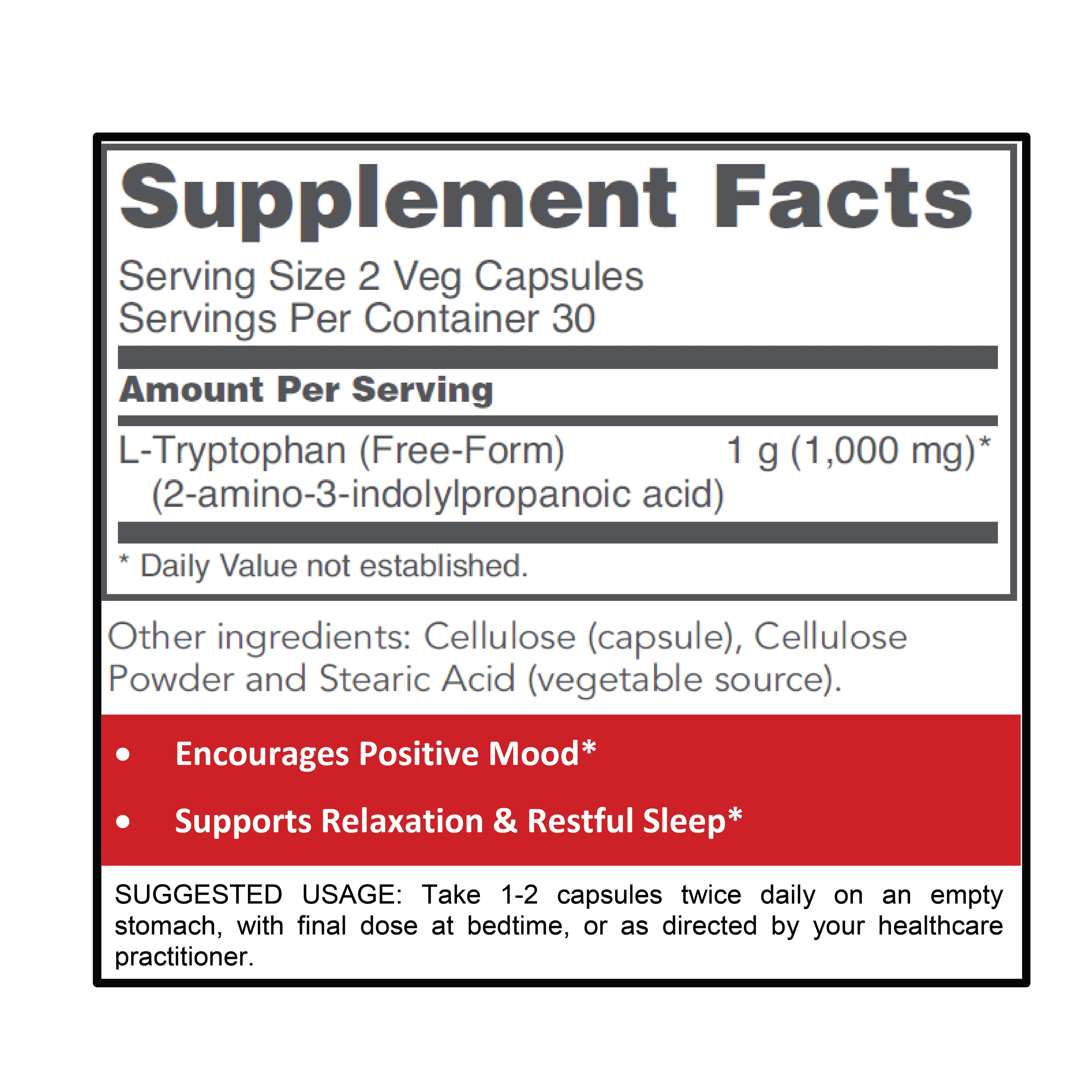 Protocol for Life Balance, L-Tryptophan, 500 mg, 60 Veg Capsules Vitamins & Supplements Protocol For Life Balance