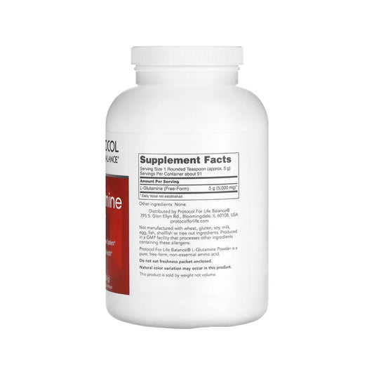 Protocol for Life Balance, L-Glutamine Pure Powder, 1 lb (454 g) - Bloom Concept