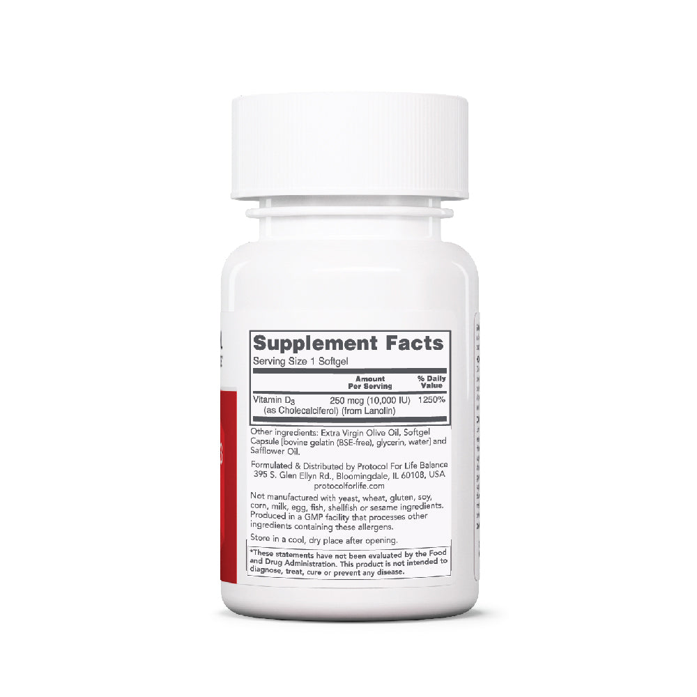 Protocol for Life Balance, Vitamin D3 10,000 IU High Potency, 30 softgels Immune Sopprot Protocol For Life Balance
