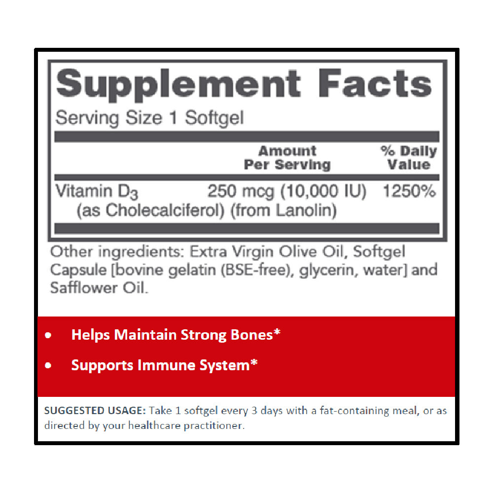 Protocol for Life Balance, Vitamin D3 10,000 IU High Potency, 30 softgels Immune Sopprot Protocol For Life Balance