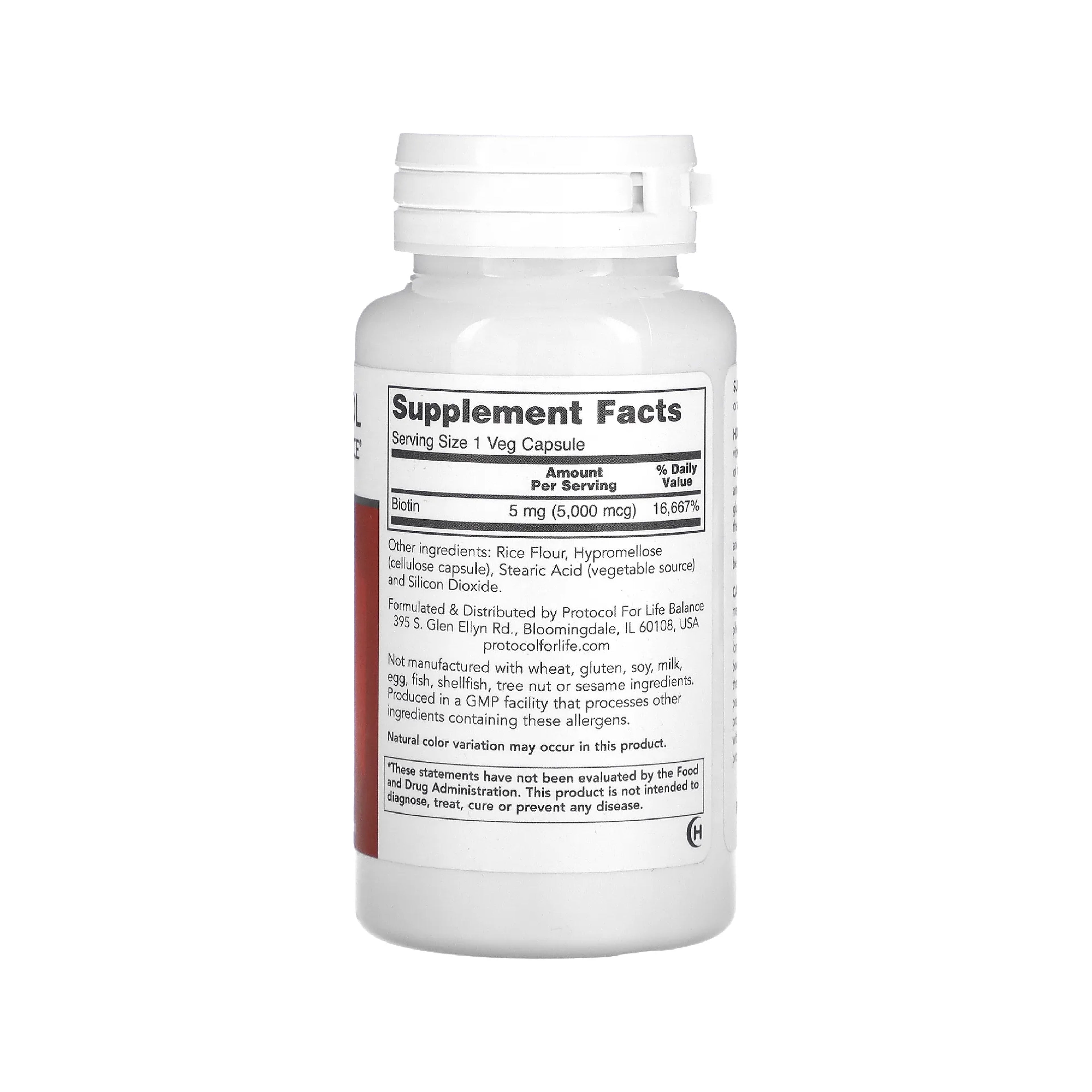 Protocol for Life Balance, Biotin, 5,000 mcg, 90 Veg Capsules Supplement Protocol For Life Balance