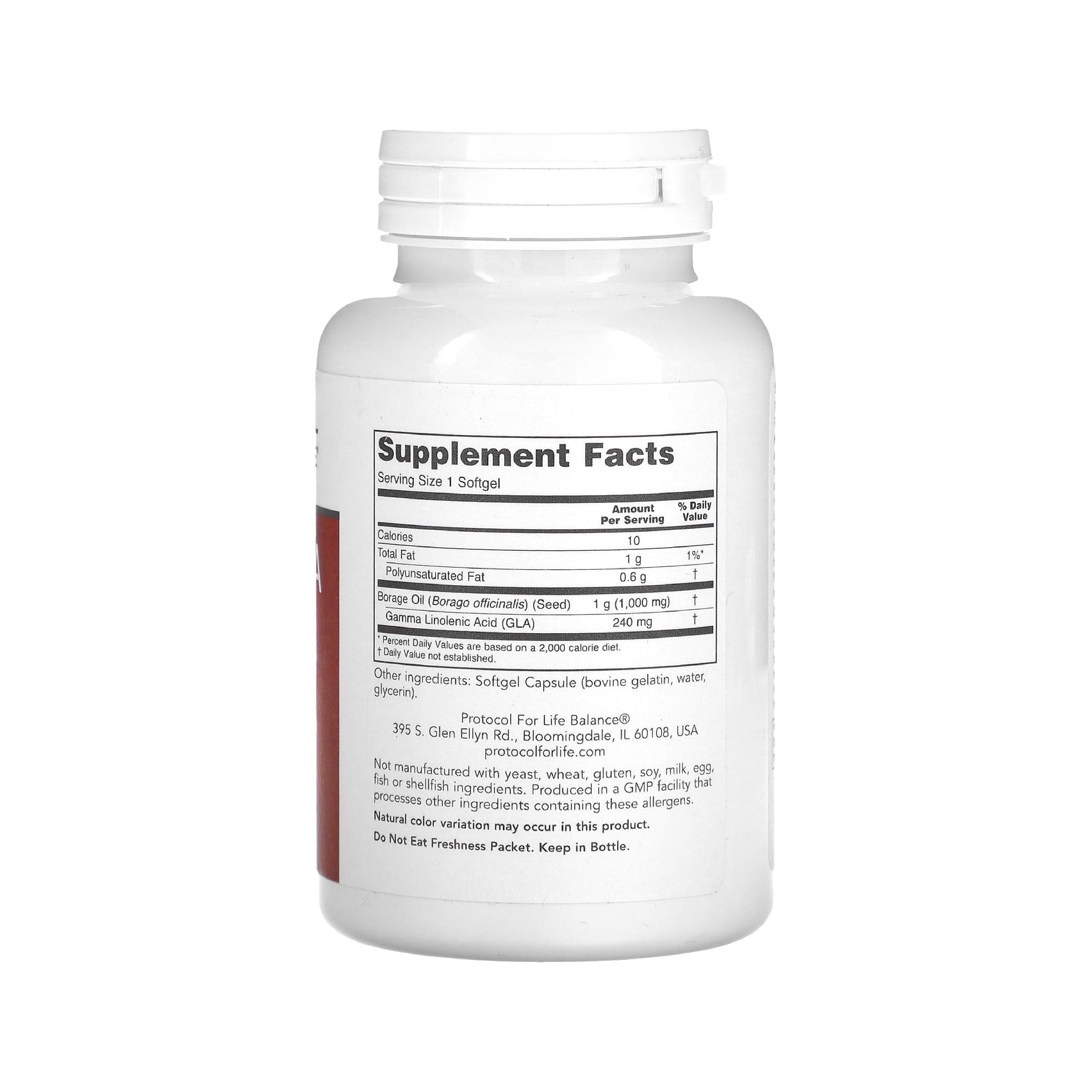 Protocol for Life Balance, Borage/GLA, 1,000 mg, 60 Softgels Vitamins & Supplements Protocol For Life Balance