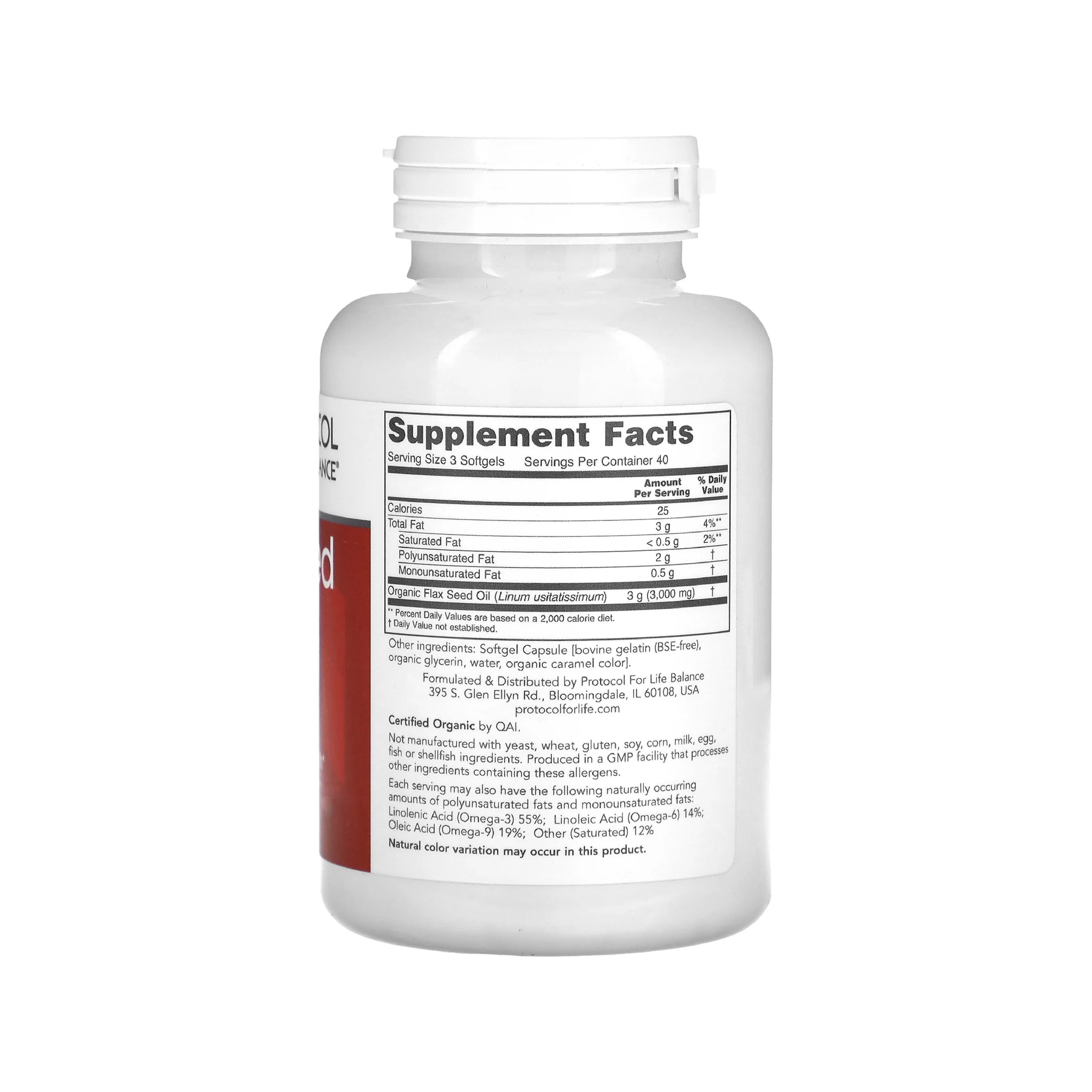 Protocol for Life Balance, Flax Seed Oil, 1,000 mg, 120 Softgels Vitamins & Supplements Protocol For Life Balance