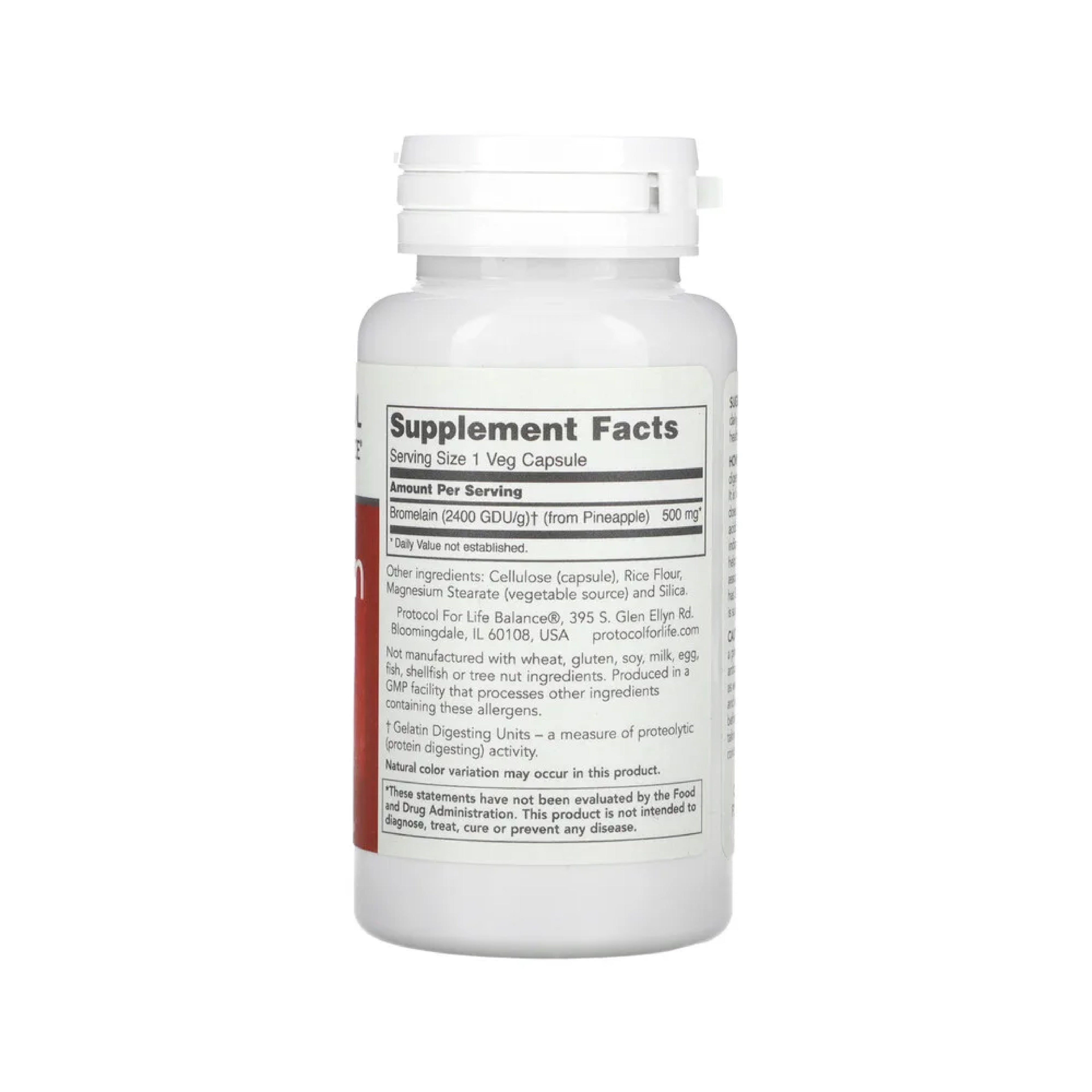 Protocol for Life Balance, Bromelain, 2400 GDU/g, 500 mg, 90 Veg Capsules Protein Digesting Enzyme Protocol For Life Balance