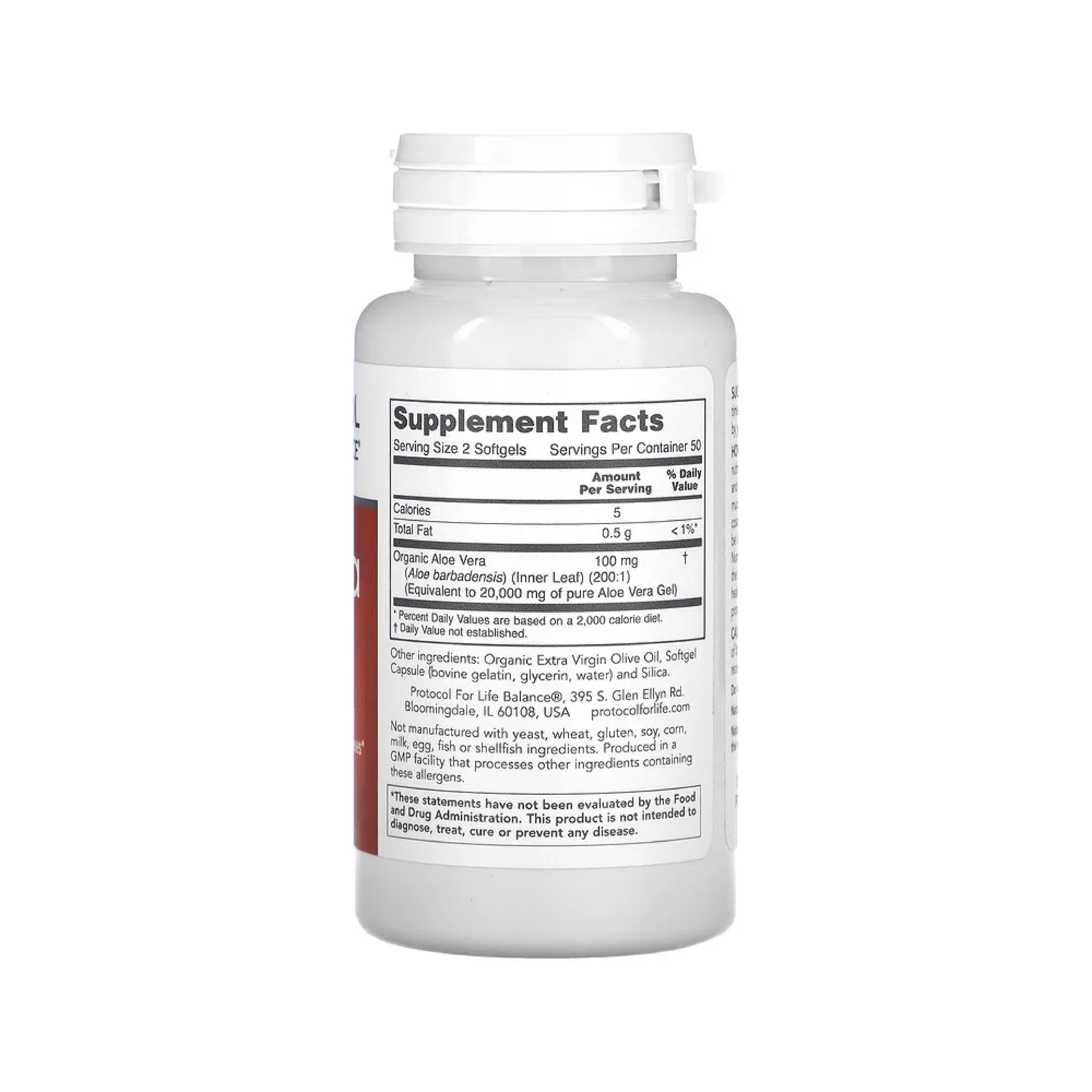 Protocol for Life Balance, Aloe Vera Gels, 100 Softgels Vitamins & Supplements Protocol For Life Balance