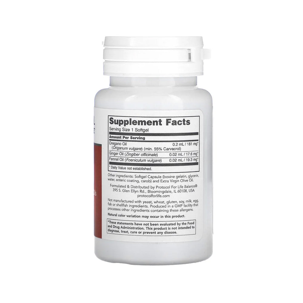 Protocol for Life Balance, Oregano Oil with Ginger and Fennel Oils, 90 Softgels Vitamins & Supplements Protocol For Life Balance