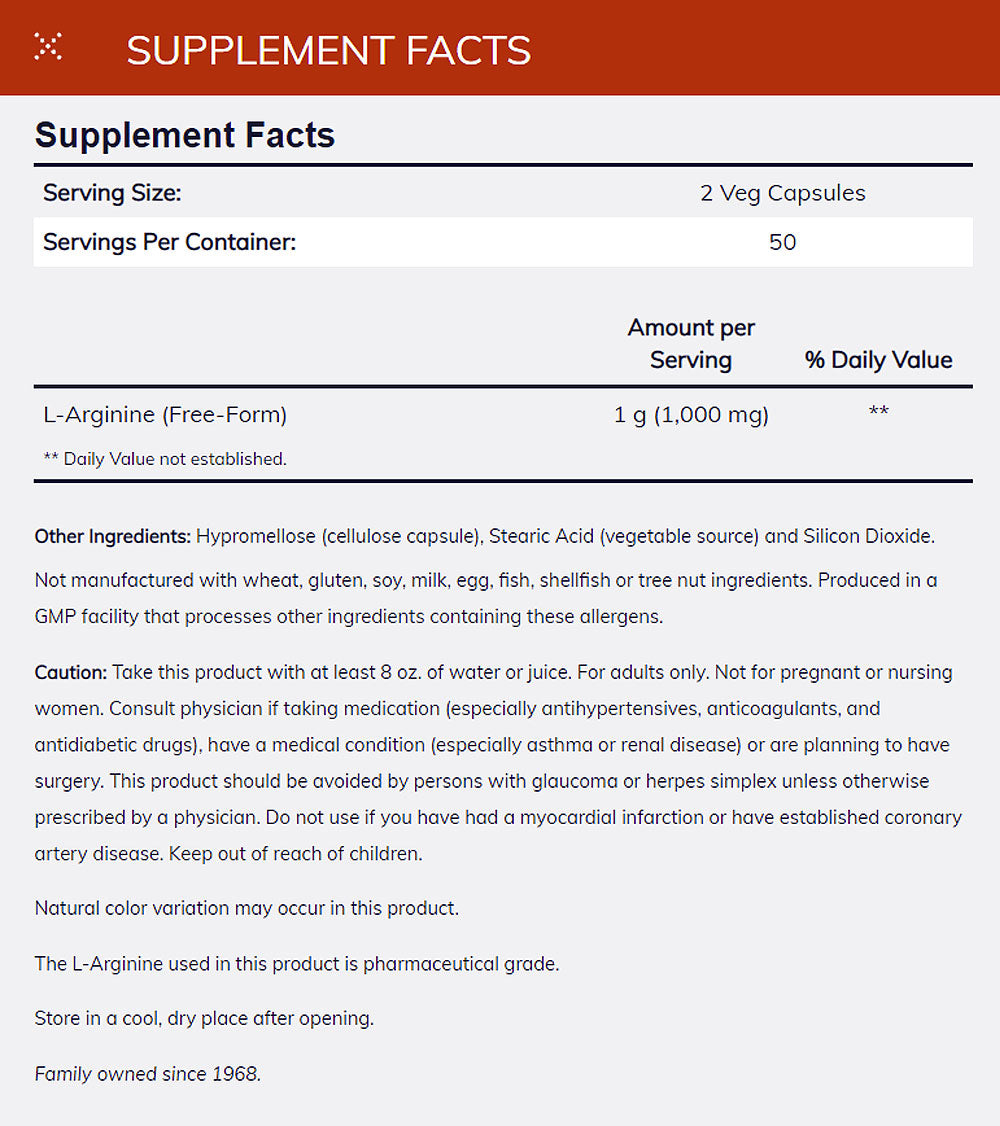 NOW Supplements, L-Arginine 500 mg, Nitric Oxide Precursor*, Amino Acid, 100 Veg Capsules Vitamins & Supplements NOW Foods USA