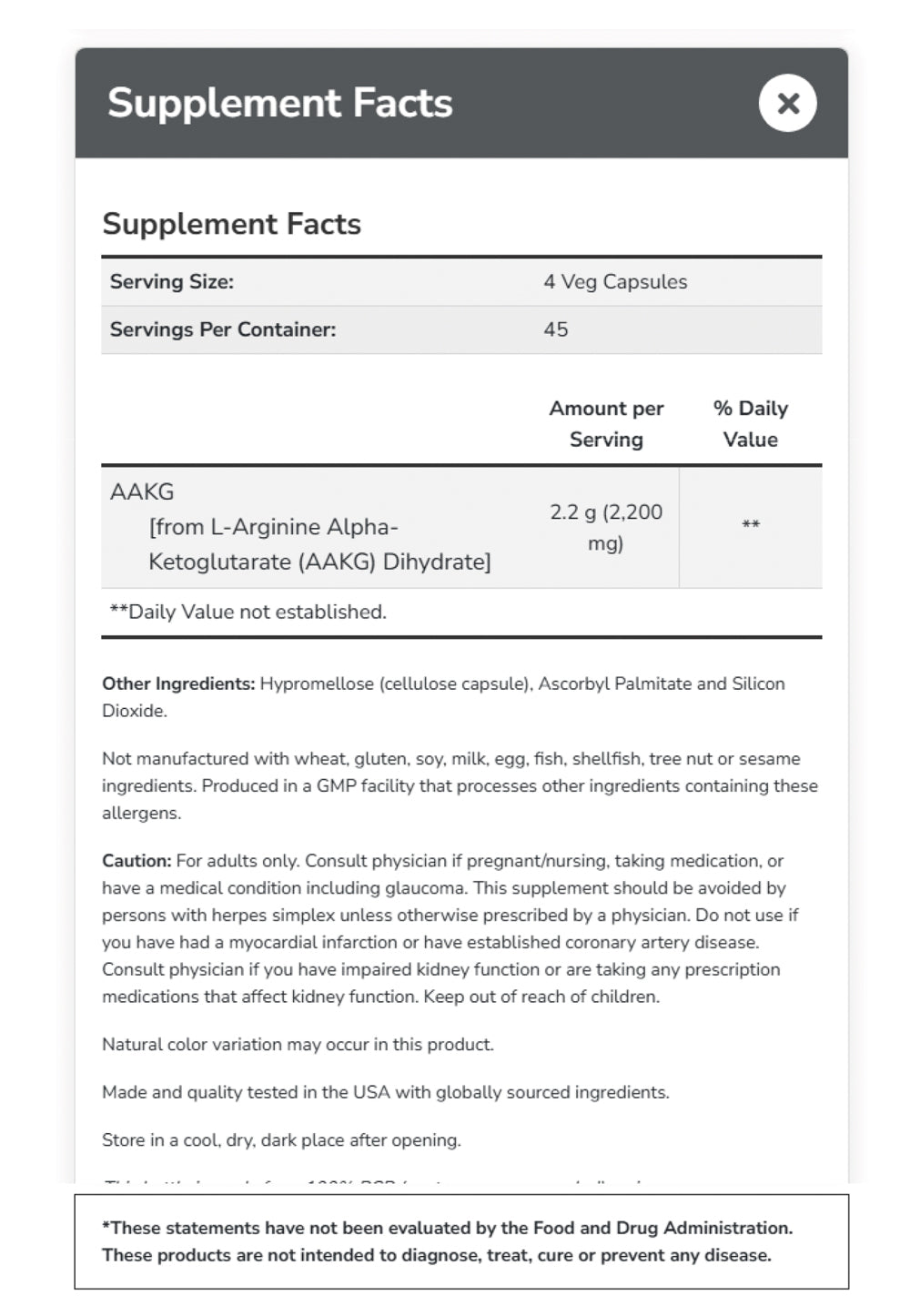 NOW Sports AAKG 2200, Arginine, Energy Productuion, 180 Veg Capsules Vitamins & Supplements NOW Foods USA