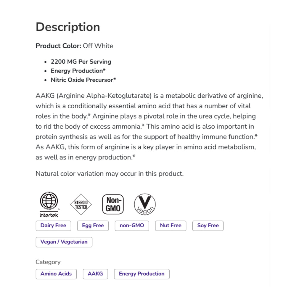 NOW Sports AAKG 2200, Arginine, Energy Productuion, 180 Veg Capsules Vitamins & Supplements NOW Foods USA