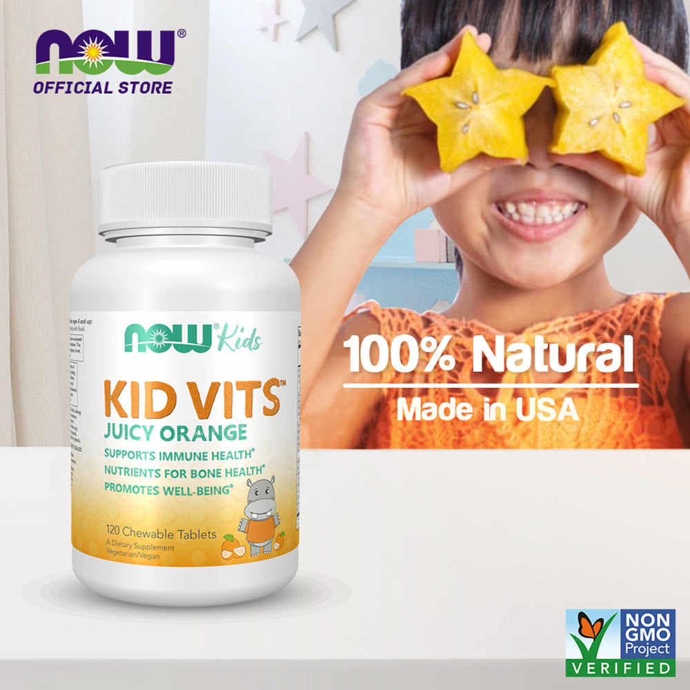 NOW Kids Supplements, Kid Vits Multivitamin, Juicy Orange, 120 Chewable Tablets Vitamins & Supplements NOW Foods USA