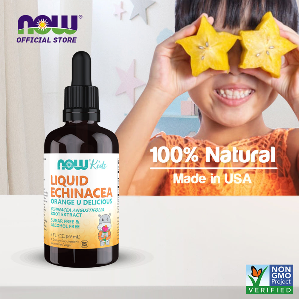 NOW Supplements, Kids Liquid Echinacea with Dropper, Immune System Support, Formulated for Kids, 2oz (59ml) Vitamins & Supplements NOW Foods USA