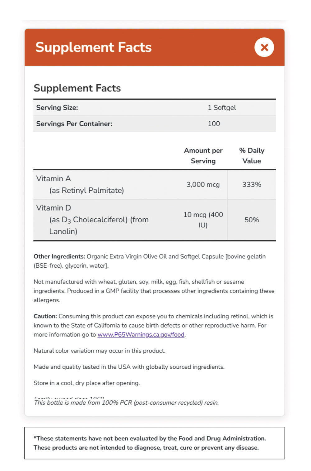 NOW Supplements, Vitamin A & D 10,000/400 IU, Eye Health*, Essential Nutrition, 100 Softgels Vitamins & Supplements NOW Foods USA
