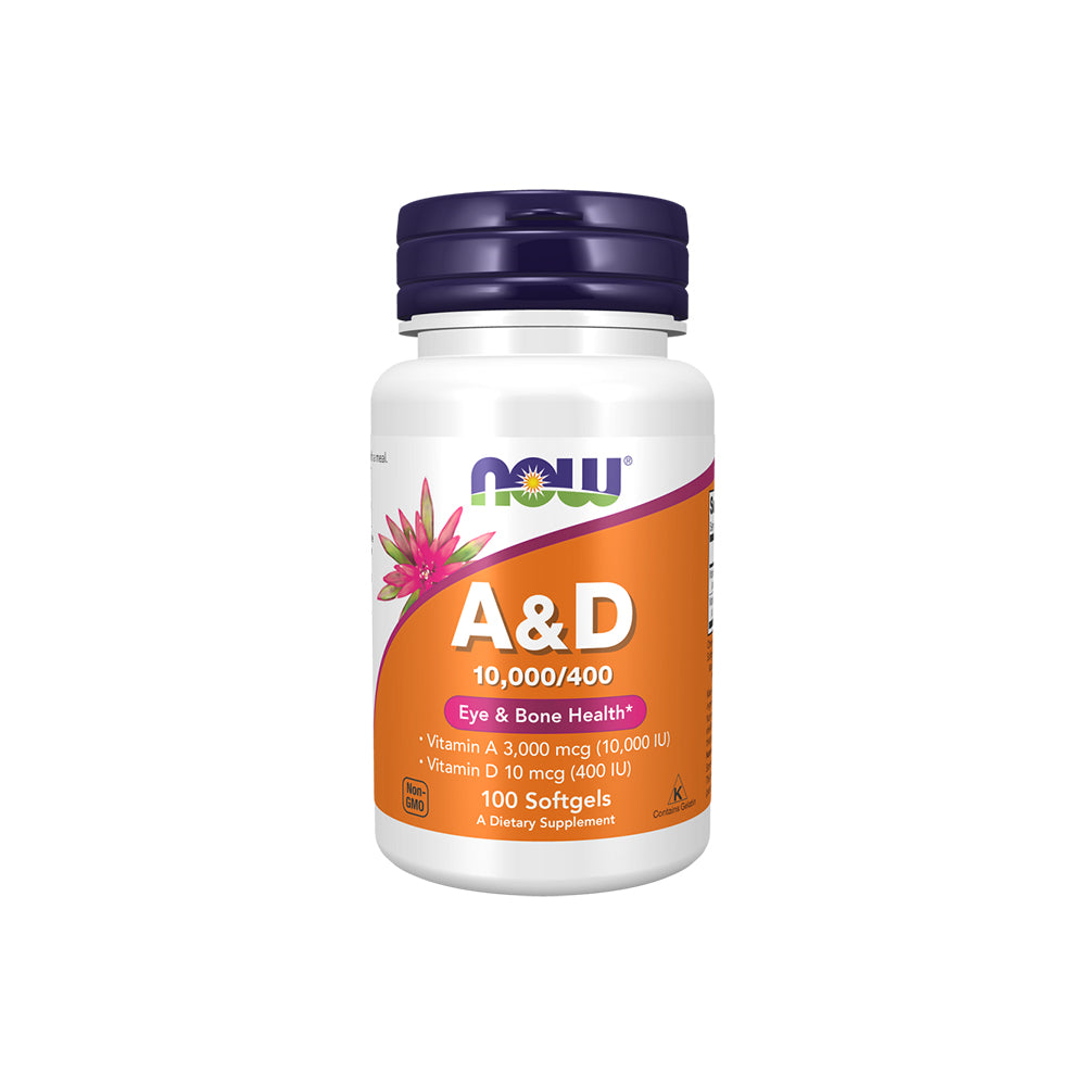 NOW Supplements, Vitamin A & D 10,000/400 IU, Eye Health*, Essential Nutrition, 100 Softgels Vitamins & Supplements NOW Foods USA