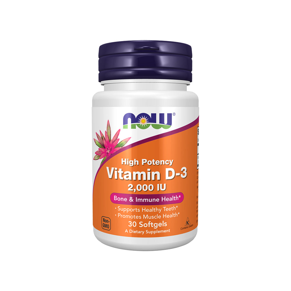 NOW Supplements, Vitamin D-3 2,000 IU, High Potency, Structural Support*, 30 Softgels Vitamins & Supplements NOW Foods USA