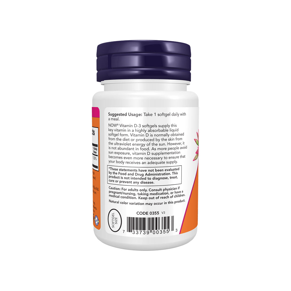NOW Supplements, Vitamin D-3 2,000 IU, High Potency, Structural Support*, 30 Softgels Vitamins & Supplements NOW Foods USA