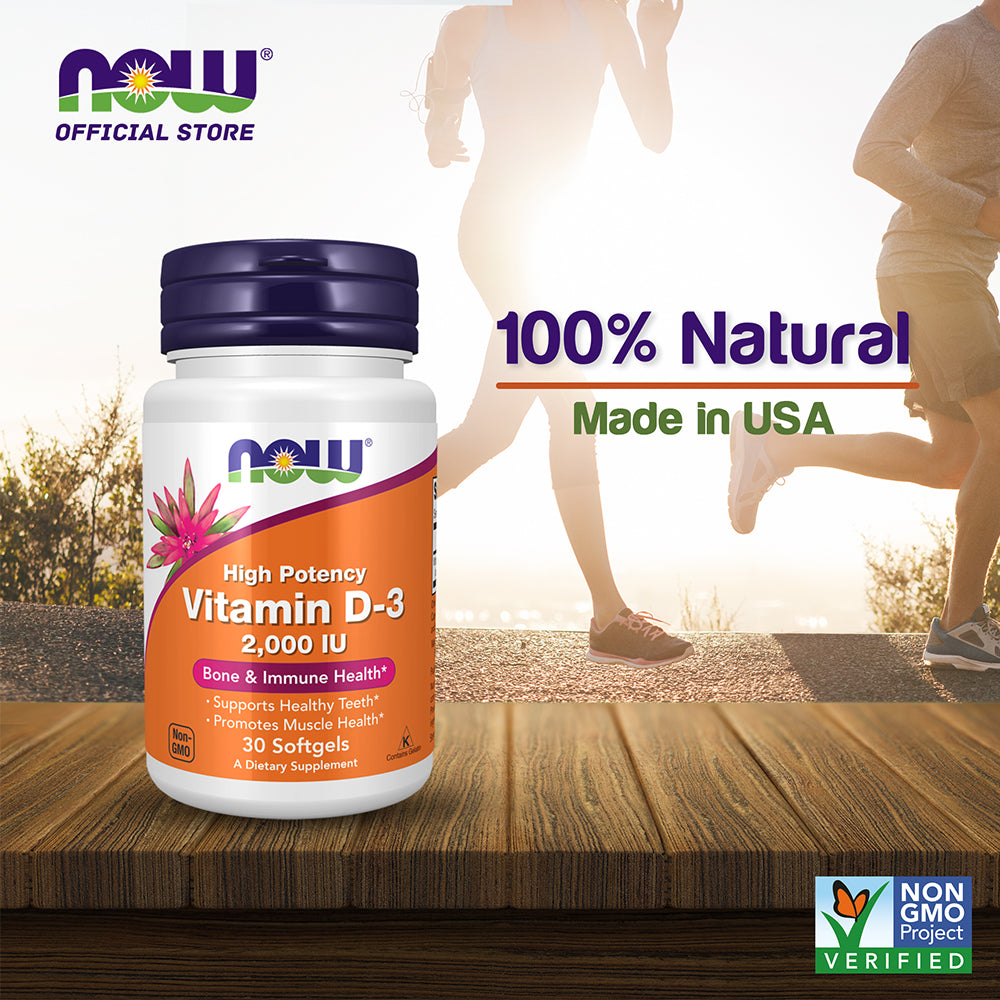 NOW Supplements, Vitamin D-3 2,000 IU, High Potency, Structural Support*, 30 Softgels Vitamins & Supplements NOW Foods USA