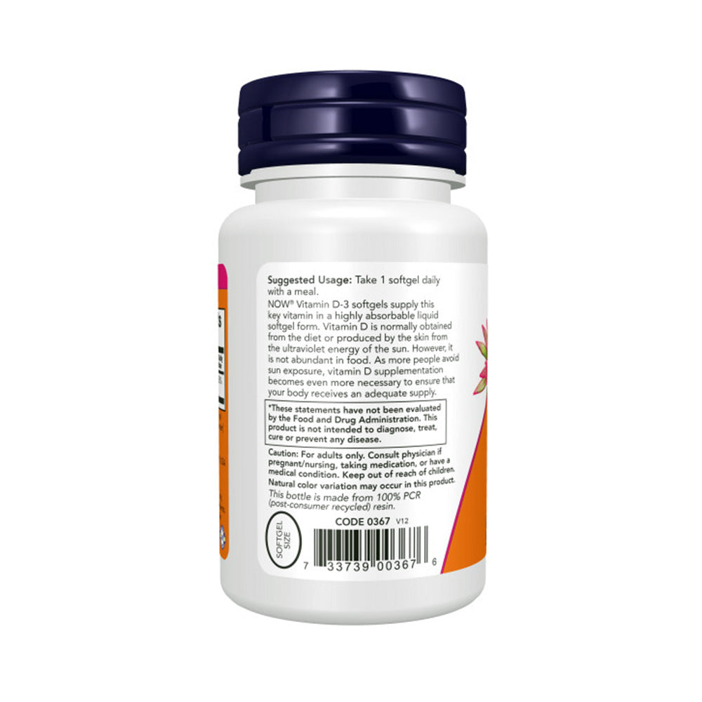 NOW Supplements, Vitamin D-3 2,000 IU, High Potency, Structural Support*, 120 Softgels Vitamins & Supplements NOW Foods USA