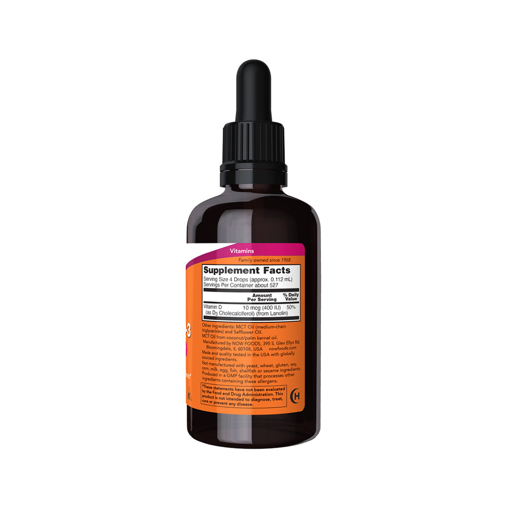 NOW Supplements, Liquid Vitamin D-3, Strong Bones, Structural Support, 2-Ounce (59ml) Vitamins & Supplements NOW Foods USA