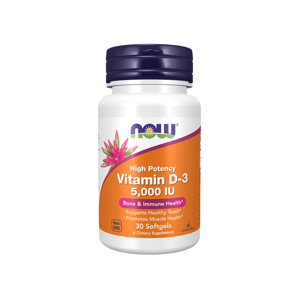 NOW Supplement, Vitamin D-3, High Potency, 5000 IU, 30 Softgels Vitamins & Supplements NOW Foods USA