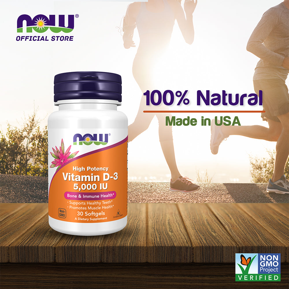 NOW Supplement, Vitamin D-3, High Potency, 5000 IU, 30 Softgels Vitamins & Supplements NOW Foods USA