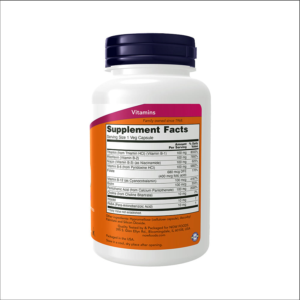 NOW Supplements, Vitamin B-100, Energy Production*, Nervous System Health*, 100 Veg Capsules Vitamins & Supplements NOW Foods USA