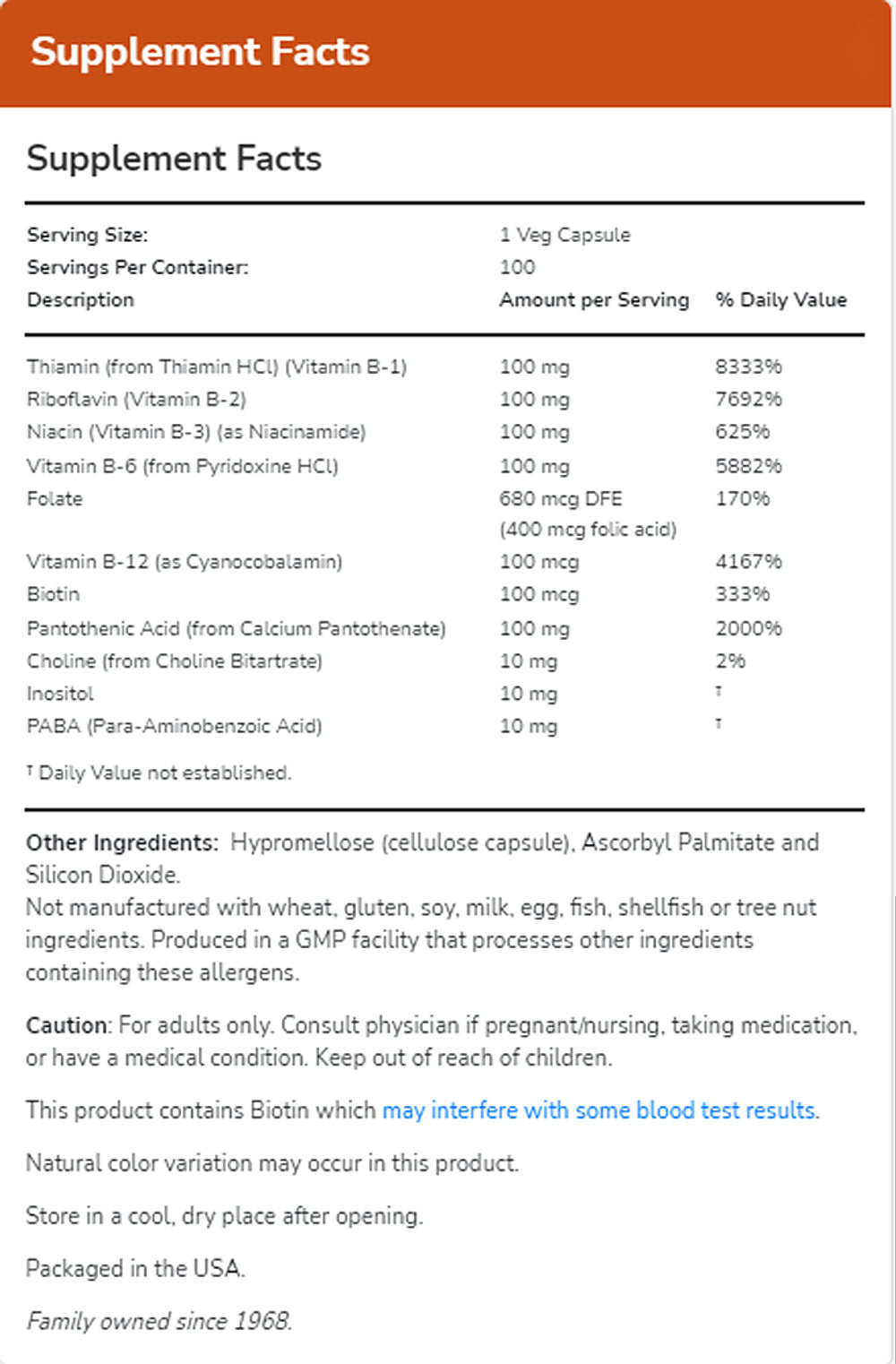 NOW Supplements, Vitamin B-100, Energy Production*, Nervous System Health*, 100 Veg Capsules Vitamins & Supplements NOW Foods USA