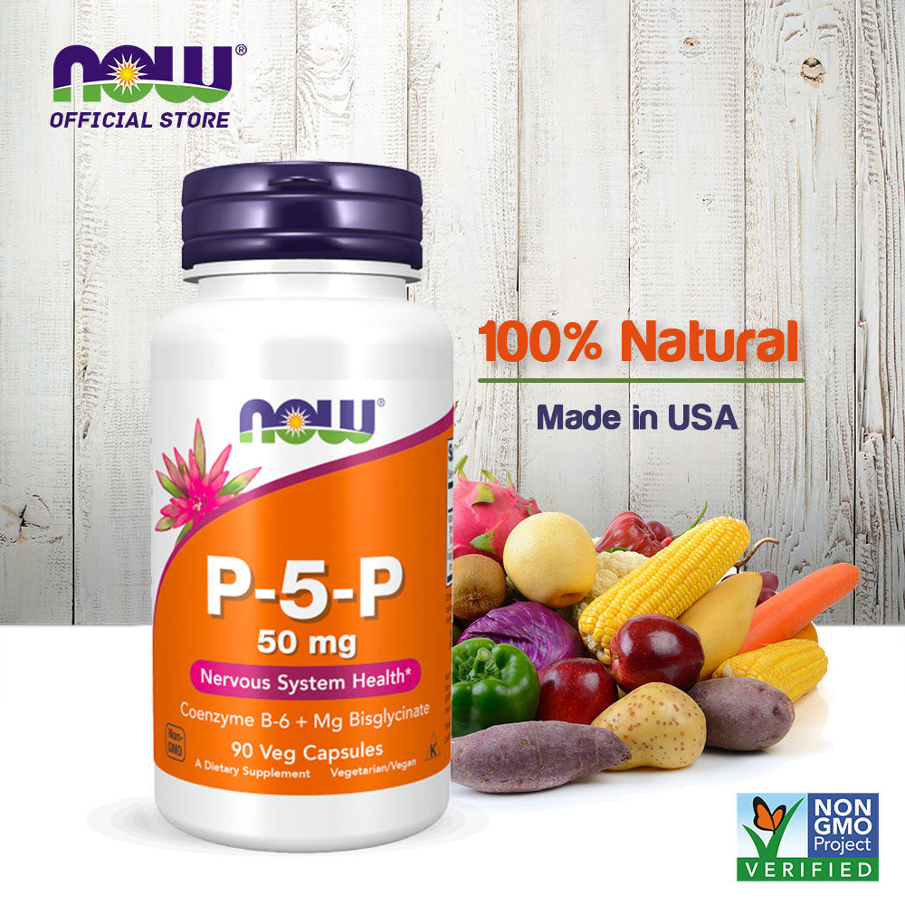 NOW Supplements, P-5-P 50 mg with Coenzyme B-6 + Mg Bisglycinate, 90 Veg Capsules - Bloom Concept