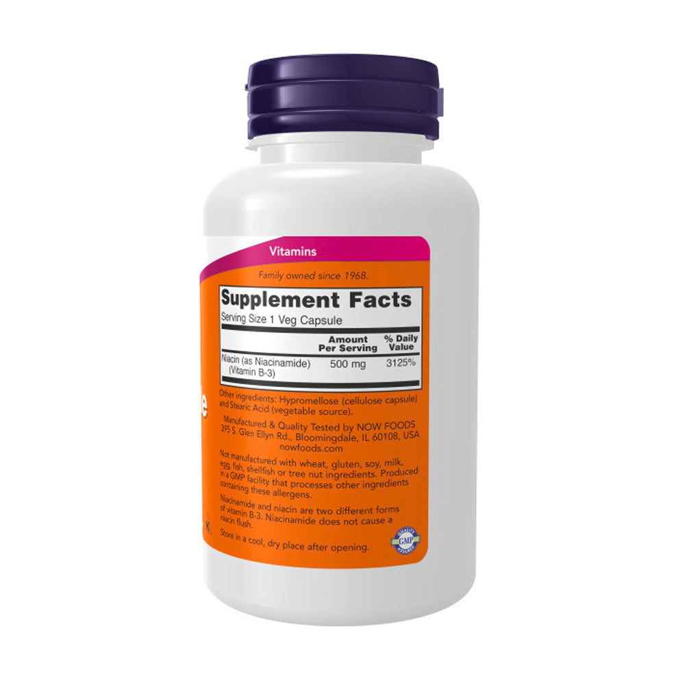 NOW Supplements, Niacinamide (Vitamin B-3) 500 mg, Energy Production*, 100 Veg Capsules Vitamins & Supplements NOW Foods USA