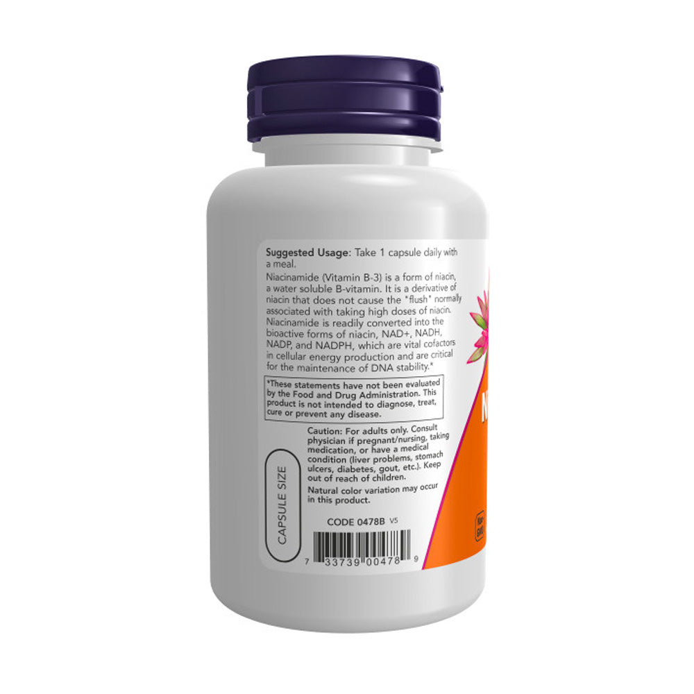 NOW Supplements, Niacinamide (Vitamin B-3) 500 mg, Energy Production*, 100 Veg Capsules Vitamins & Supplements NOW Foods USA