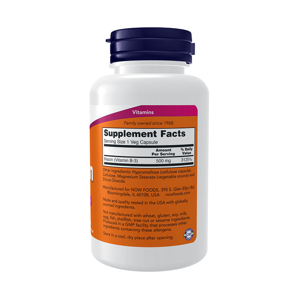 NOW Supplements, Niacin (Vitamin B-3) 500 mg, Essential B-Group Vitamin*, Nutritional Health, 100 Capsules - Bloom Concept