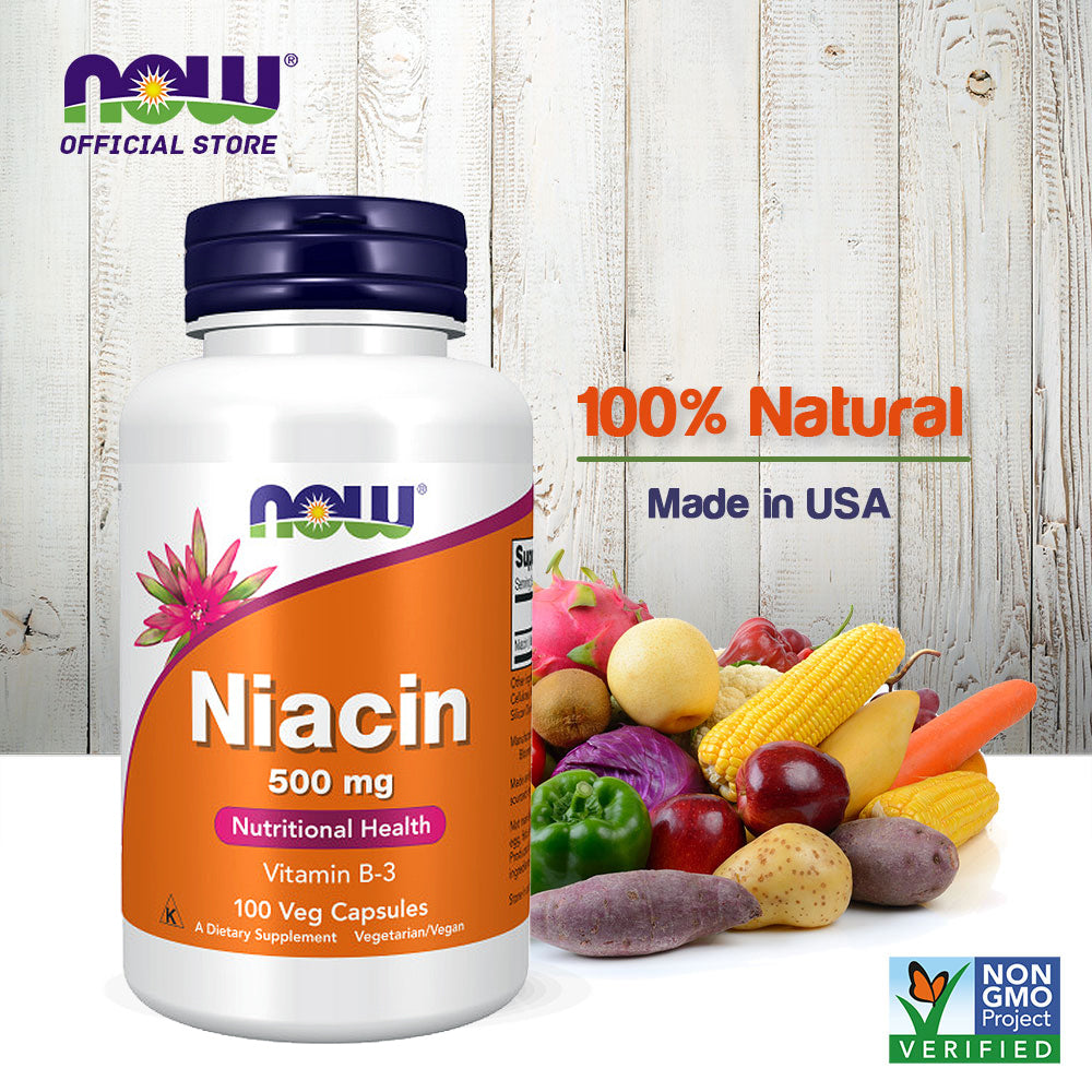 NOW Supplements, Niacin (Vitamin B-3) 500 mg, Essential B-Group Vitamin*, Nutritional Health, 100 Capsules - Bloom Concept