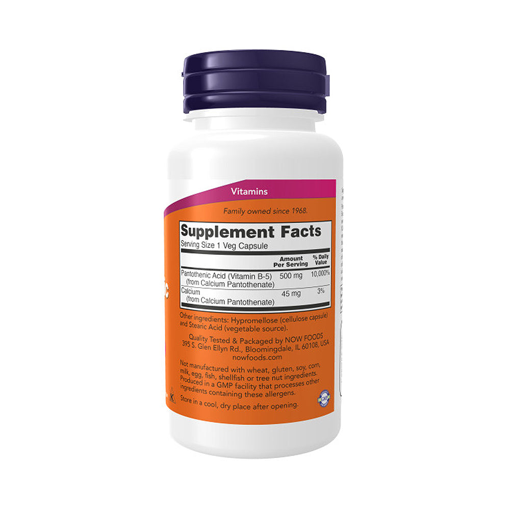 NOW Supplements, Pantothenic Acid (Vitamin B-5) 500 mg, B-Complex Vitamin, 100 Capsules - Bloom Concept