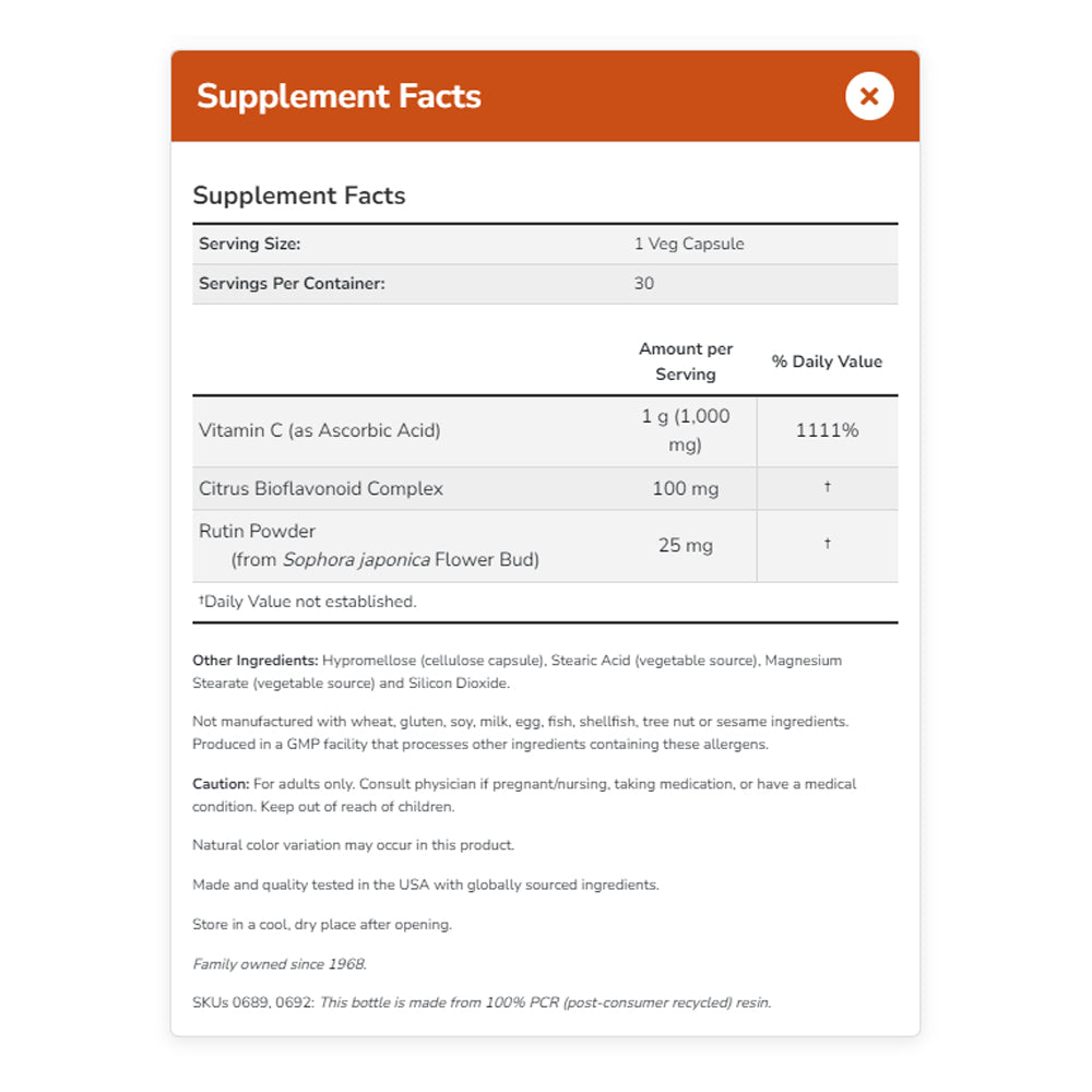NOW Supplements, Vitamin C-1,000 with Rose Hips & Bioflavonoids, Antioxidant Protection, 30 Veg Capsules Vitamins & Supplements NOW Foods USA