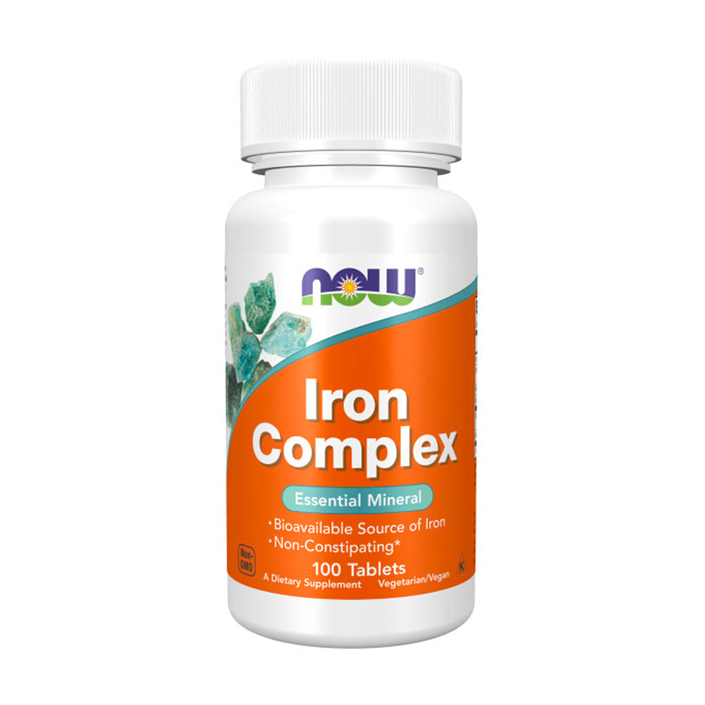 NOW Supplements, Iron Complex, Non-Constipating*, Essential Mineral, 100 Tablets - Bloom Concept