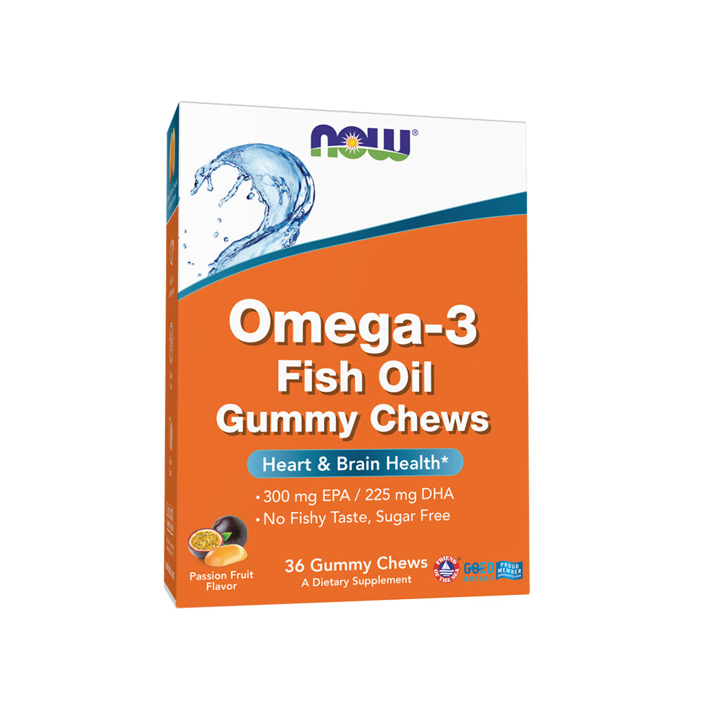 NOW Supplements, Omega-3 Fish Oil, 300 mg EPA / 225 mg DHA, 36 Gummy Chews Vitamins & Supplements NOW Foods USA