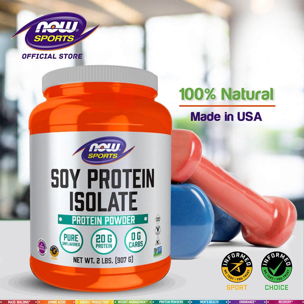 NOW Sports Nutrition, Soy Protein Isolate 20 g, 0 Carbs, Unflavored Powder, 2-Pound (907 g) - Bloom Concept