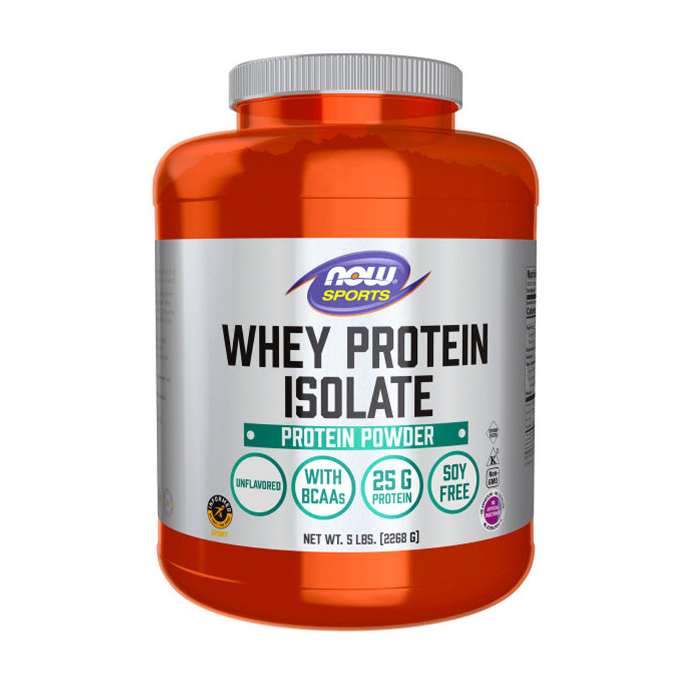 NOW Sports Nutrition, Whey Protein Isolate, 25 g With BCAAs, Unflavored Powder, 5-Pound (2268 g) - Bloom Concept
