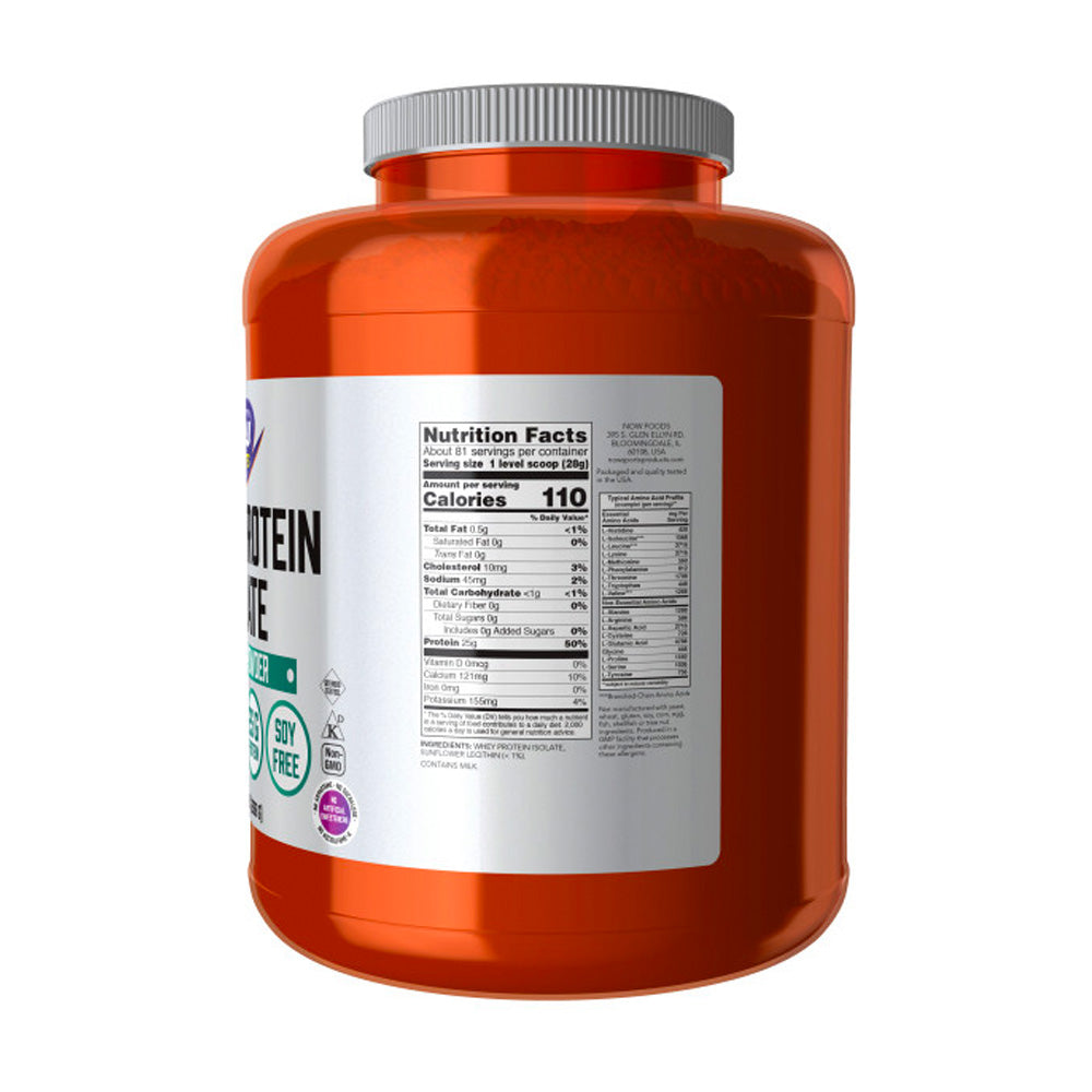 NOW Sports Nutrition, Whey Protein Isolate, 25 g With BCAAs, Unflavored Powder, 5-Pound (2268 g) - Bloom Concept