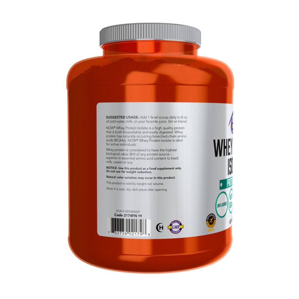 NOW Sports Nutrition, Whey Protein Isolate, 25 g With BCAAs, Unflavored Powder, 5-Pound (2268 g) - Bloom Concept