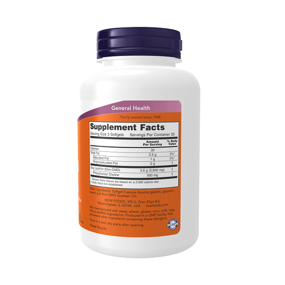 NOW Supplements, Lecithin 1200 mg with naturally occurring Phosphatidyl Choline, 100 Softgels Vitamins & Supplements NOW Foods USA