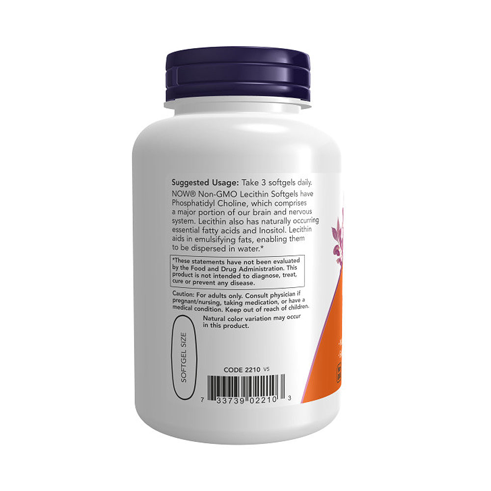 NOW Supplements, Lecithin 1200 mg with naturally occurring Phosphatidyl Choline, 100 Softgels Vitamins & Supplements NOW Foods USA