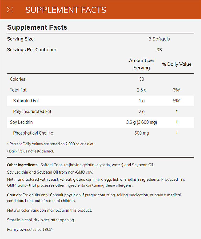 NOW Supplements, Lecithin 1200 mg with naturally occurring Phosphatidyl Choline, 100 Softgels Vitamins & Supplements NOW Foods USA