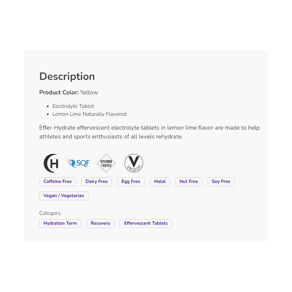 NOW Sports Nutrition, Effervescent Effer-Hydrate, Electrolyte Supplement, Recovery, Lemon Lime, 10 Tablets